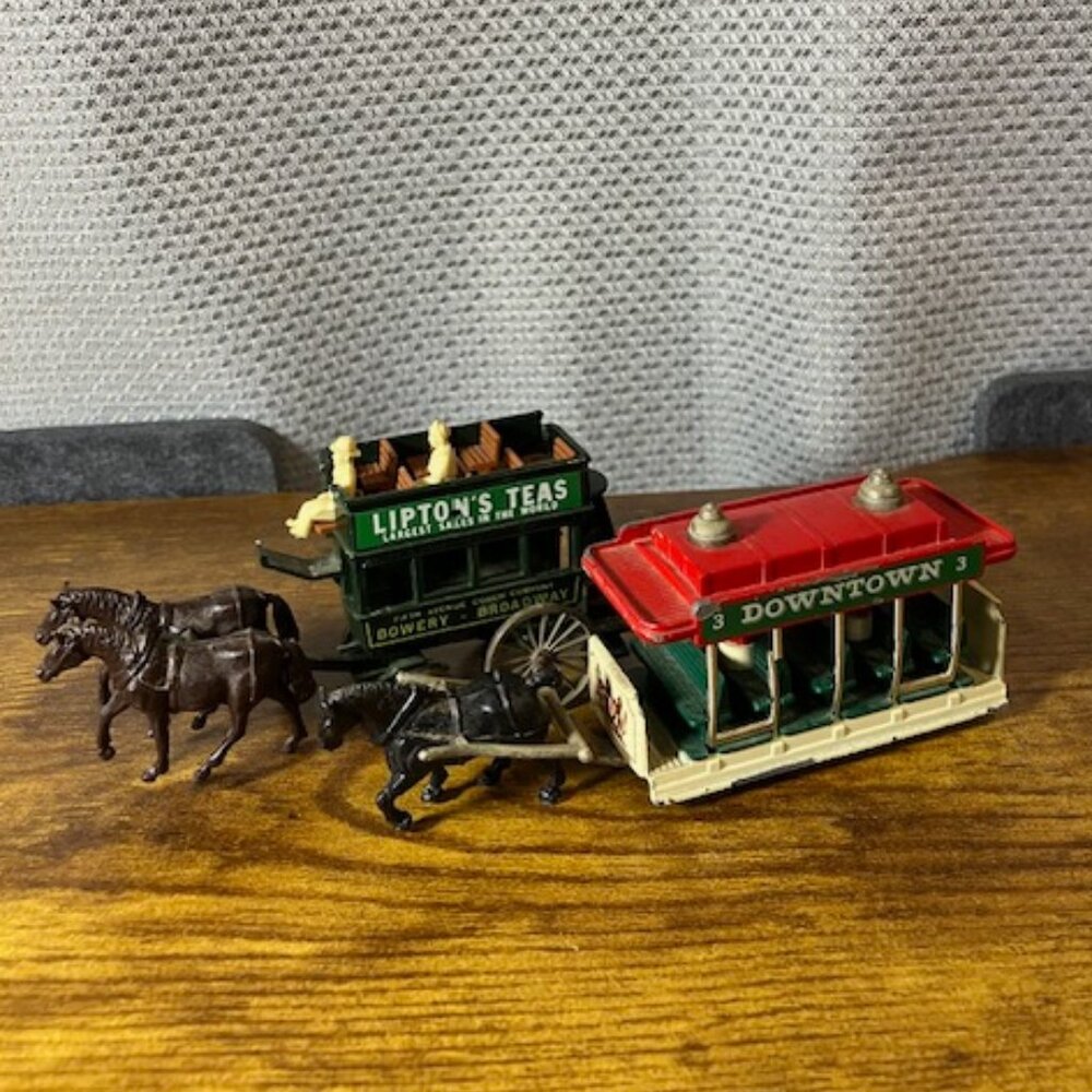 LLedo Horse Drawn Tram and Omnibus Made in England‎ Vintage Die Cast 2"